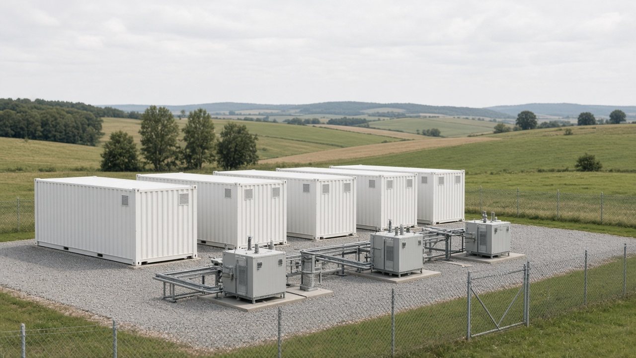 Conteneurs de stockage par batteries sur un site énergétique